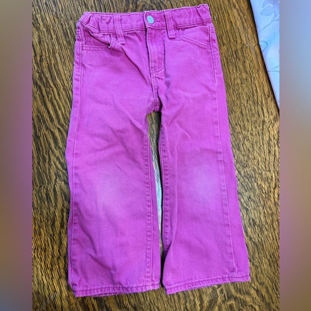 Old Navy Pink Jeans High Rise Baggy Wide Leg size 5